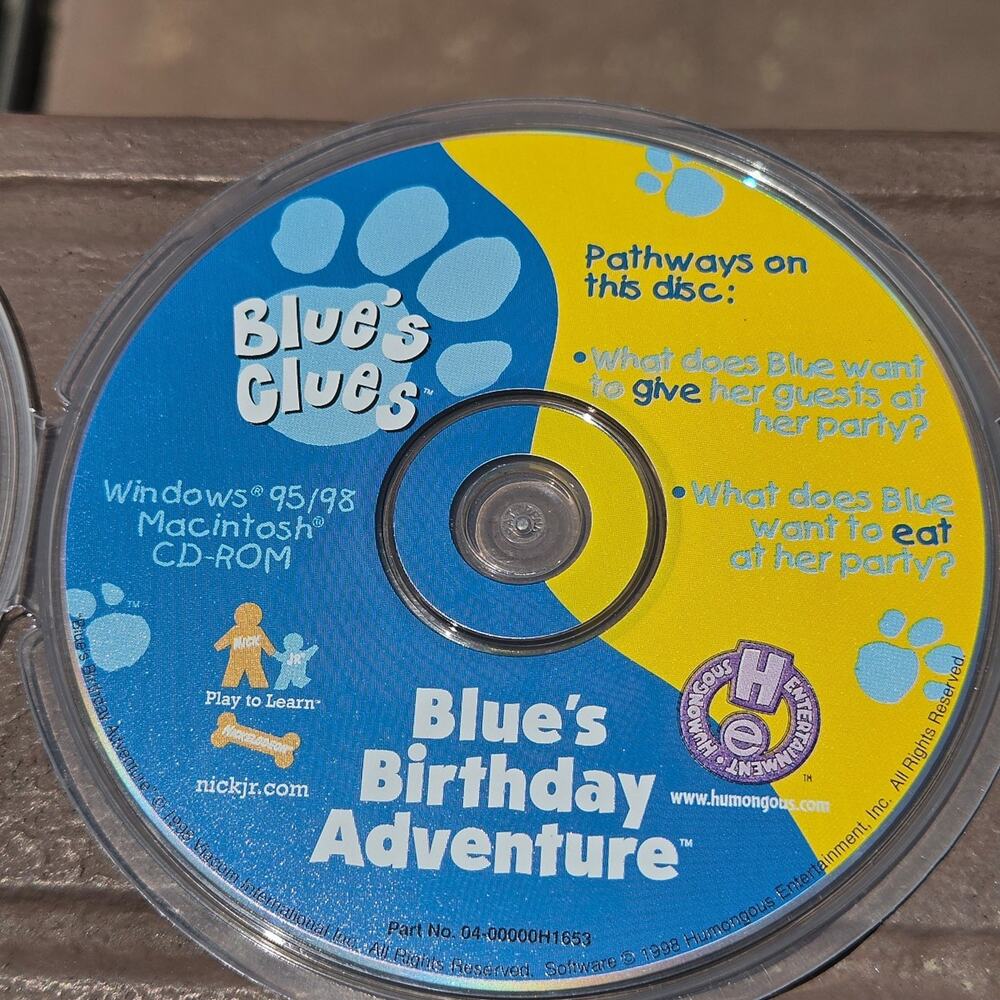 Vtg 1998 Blue's Clues BLUE'S BIRTHDAY ADVENTURE PC CD-ROM